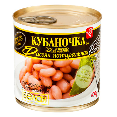 Фасоль белая натуральная "Кубаночка" ж/б, 400 г