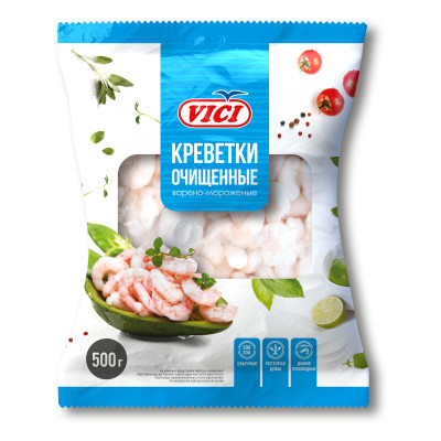 Креветки очищенные 200/300, 500 гр VICI